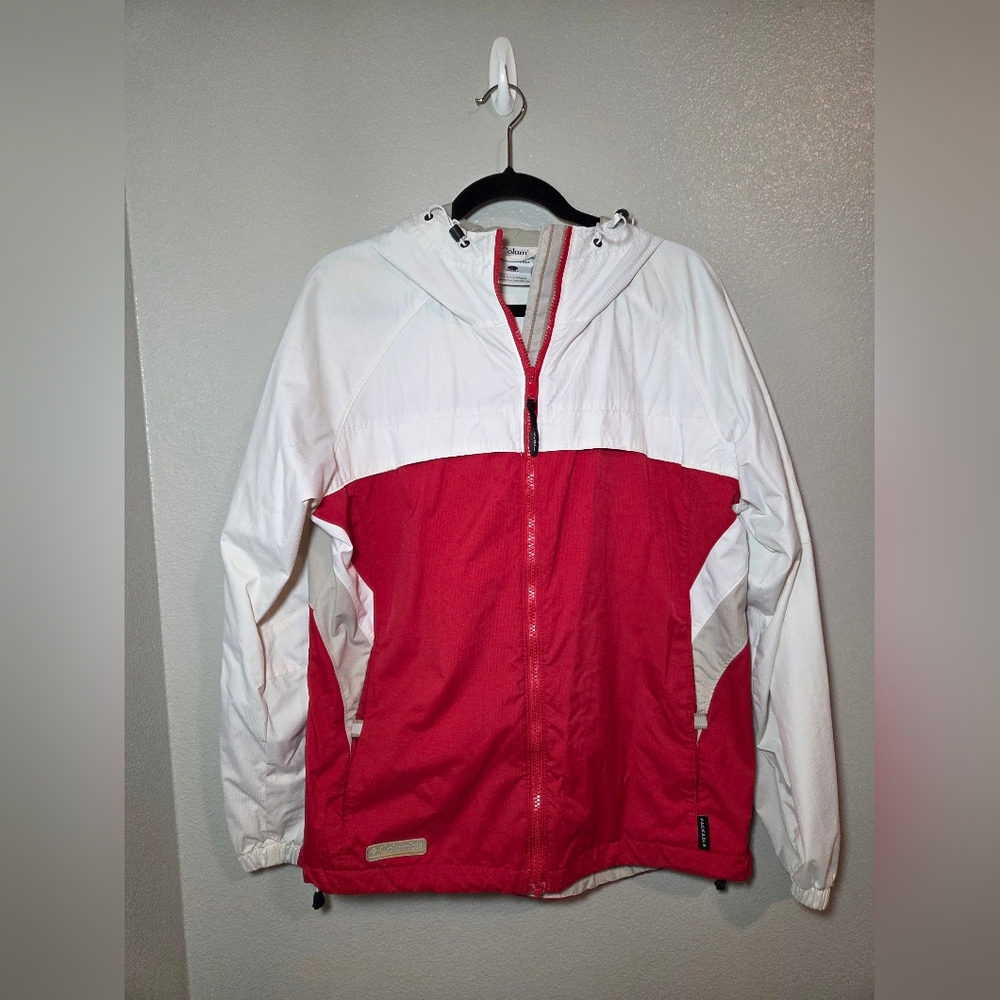 Columbia Red and White Hooded Jacket